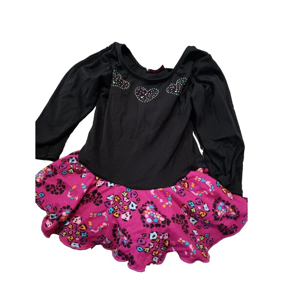 Jacques Morèt Girls Black Leotard with hearts size 6/7 - Picture 1 of 4